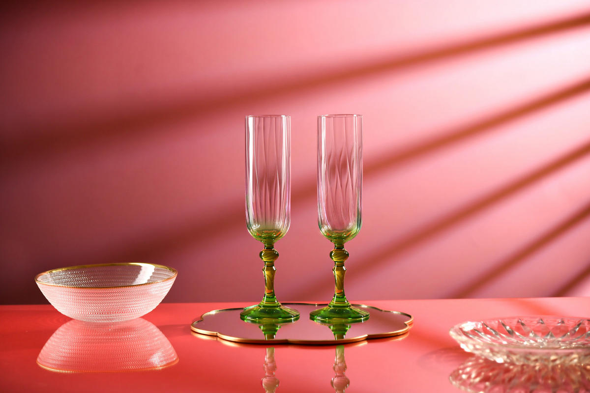 SEKTGLÄSER, 2er-Set, 200 ml - Grün, Glas (0.2L) - Krosno Glass