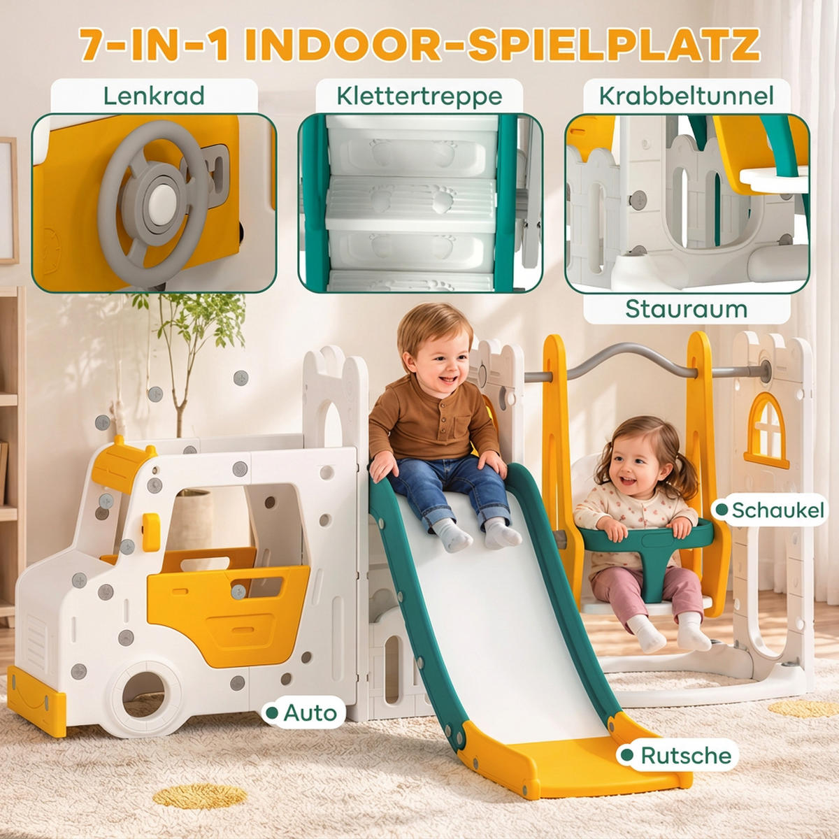 KINDERRUTSCHE HDPE Weiß - Weiß, Kunststoff (176/86/186cm) - AIYAPLAY