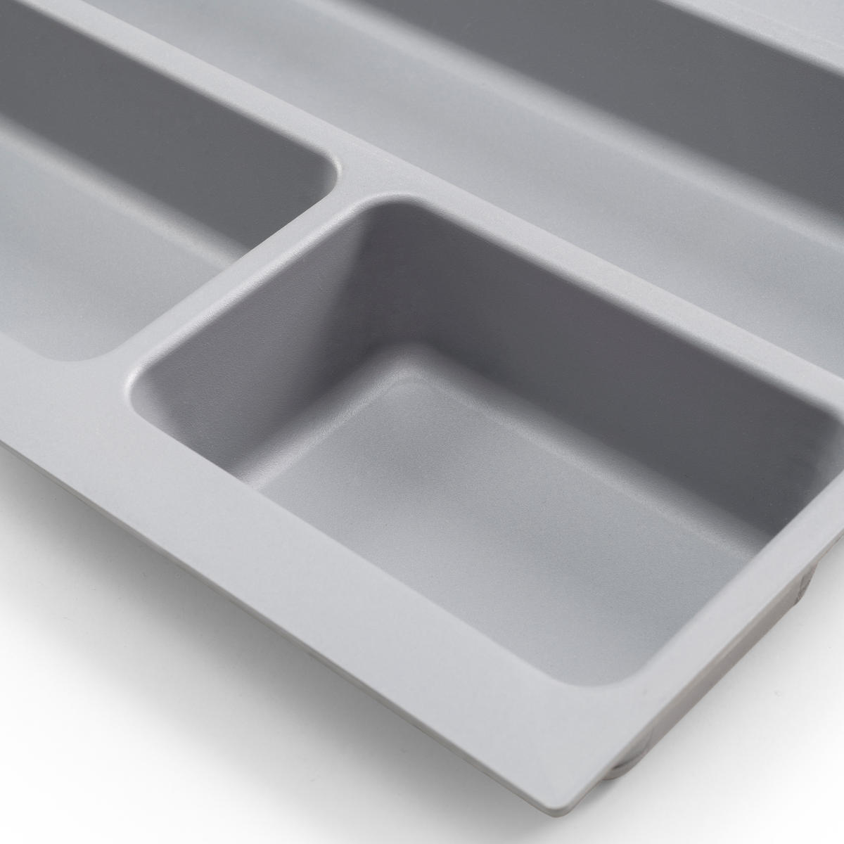 BESTECKEINSATZ Optima für Universalschublade, Modul 700mm, Kunststoff, Grau - Grau, Kunststoff (52/5/65cm) - EMUCA