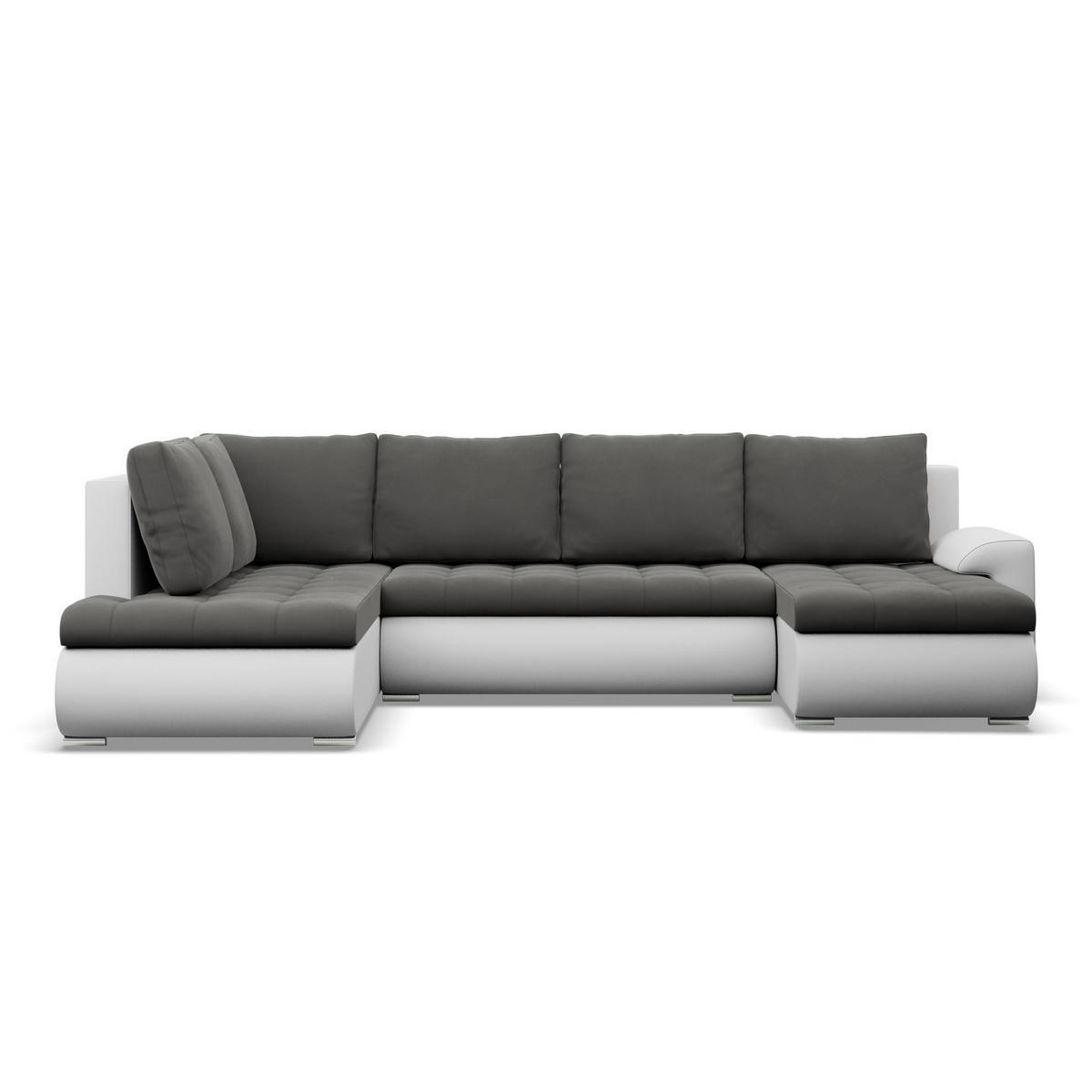 U-SOFA MIT SCHLAFFUNKTION FORESTA, Dunkelgrau + Grau - Dunkelgrau/Hellgrau, Textil (300/89/200cm)