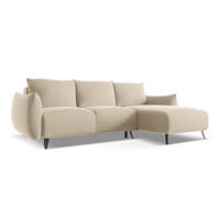 ECKSOFA mit Schlaffunktion Samt Stoff Beige - Beige/Creme, Textil/Metall (242/162cm) - Makamii