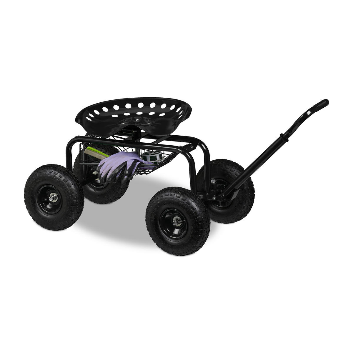 GARTENSITZ - Schwarz, Kunststoff/Metall (43/54/82cm) - Relaxdays