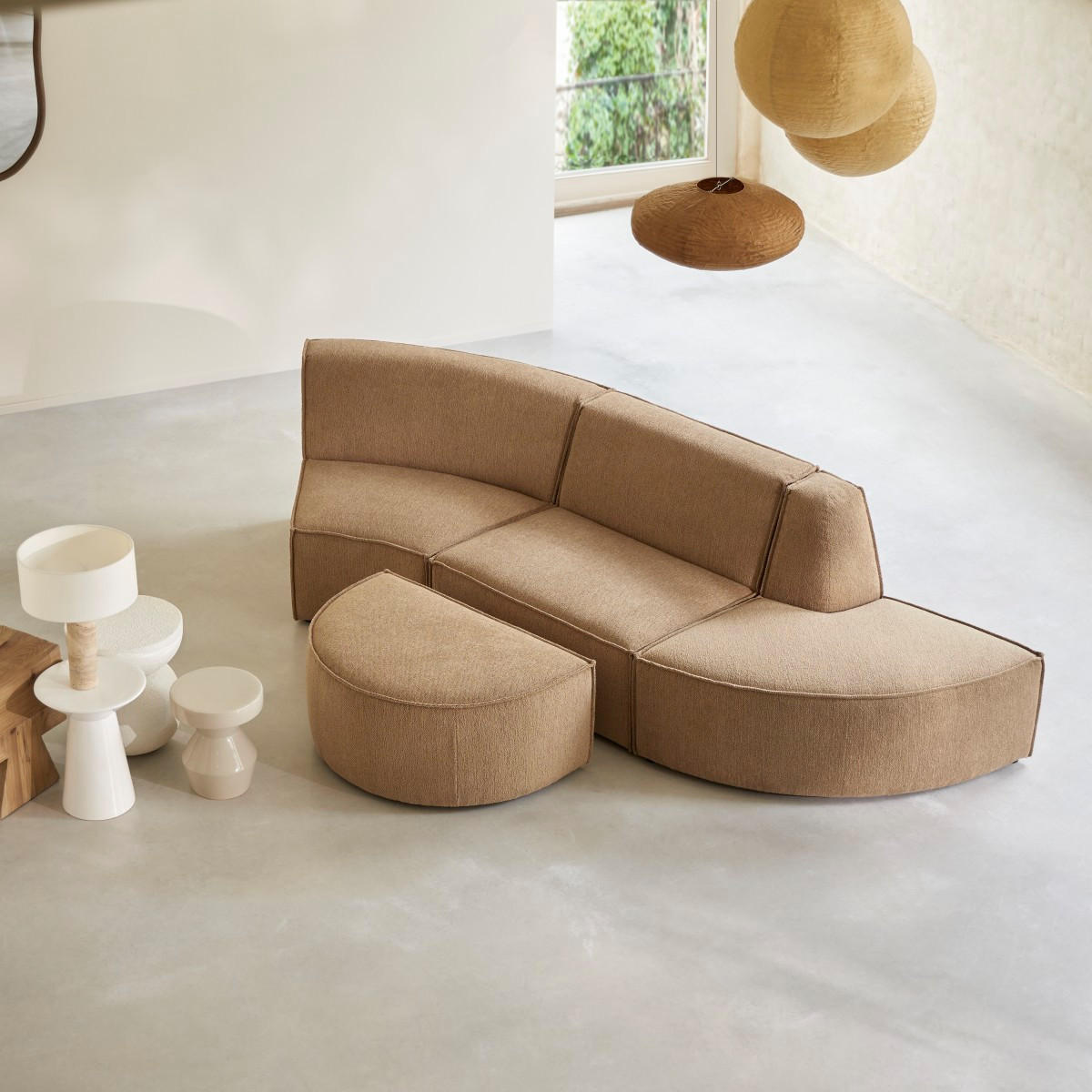 SOFA Dario Braun aus Stoff - Braun, Textil (365/75/115cm) - Tikamoon