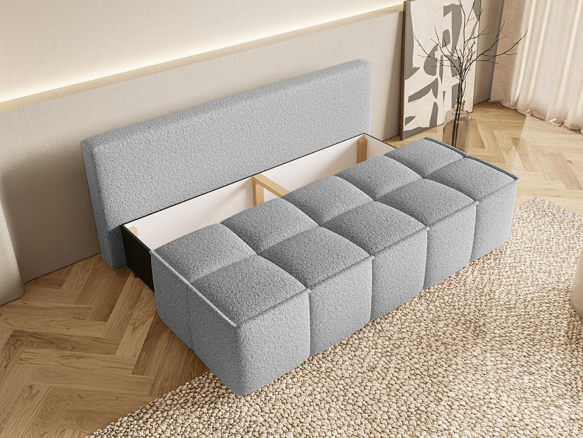 SOFA Miia mit Schlaffunktion, Hellgrau - Hellgrau, Textil (196/90/85cm) - Fedve