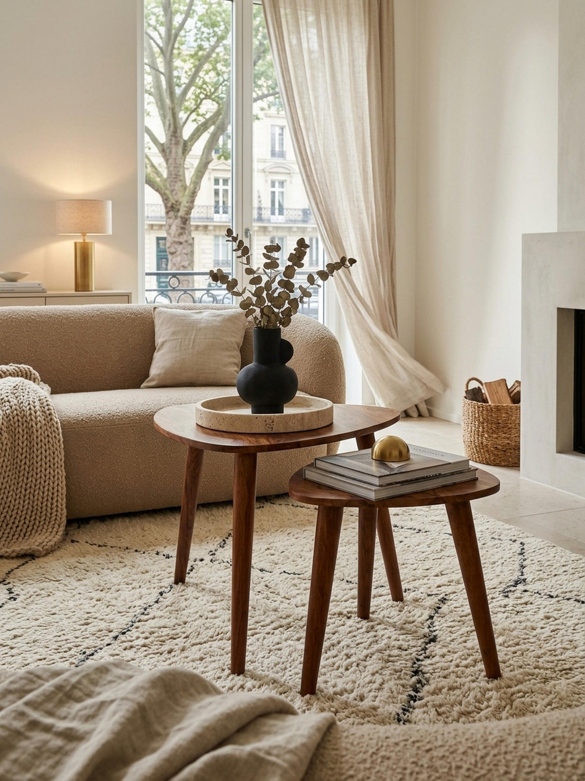 BEISTELLTISCH Set – 2-teilig Massivholz rustikal Landhausstil - Braun, Holz (60/60/54cm) - KADIMA DESIGN