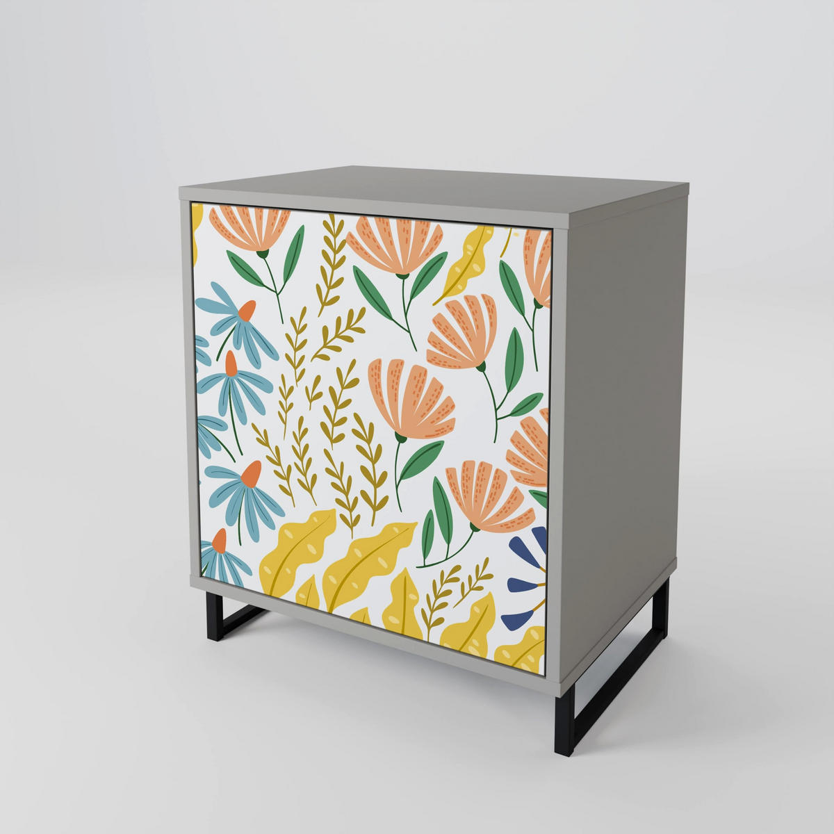 SIDEBOARD HELLO SPRING, Grau, 57,5x42x57,5 cm, Ohne Füße - Multicolor/Grau, Holzwerkstoff (57.5/57.5/42cm) - SpaceRebels