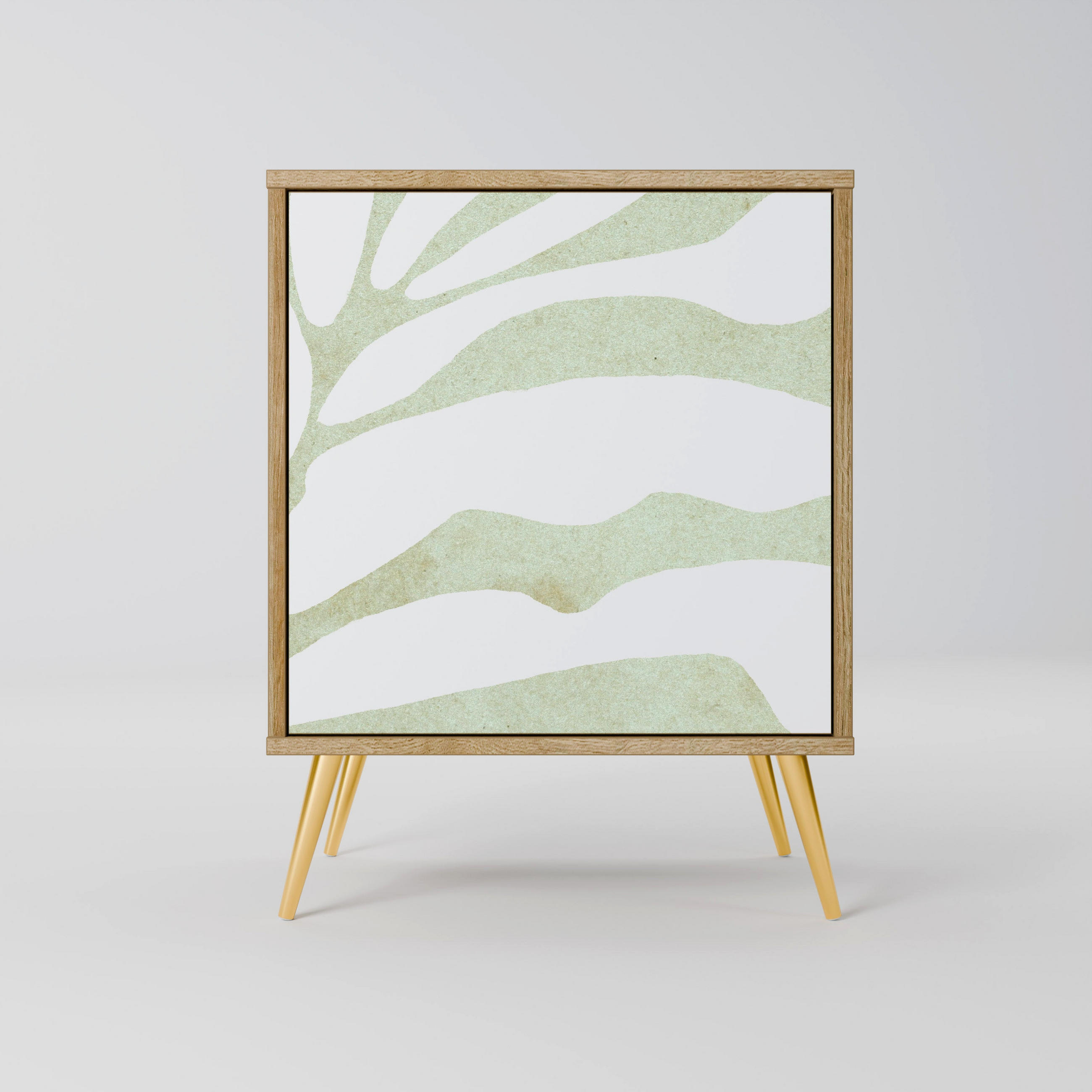 SIDEBOARD BOTANICAL SPARK, Eichefarben, 57,5x42x75,5 cm, Goldfarbene Metallfüße - Eichefarben/Goldfarben, Holzwerkstoff/Metall (57.5/75.5/42cm) - SpaceRebels