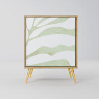 SIDEBOARD BOTANICAL SPARK, Eichefarben, 57,5x42x75,5 cm, Goldfarbene Metallfüße - Eichefarben/Goldfarben, Holzwerkstoff/Metall (57.5/75.5/42cm) - SpaceRebels