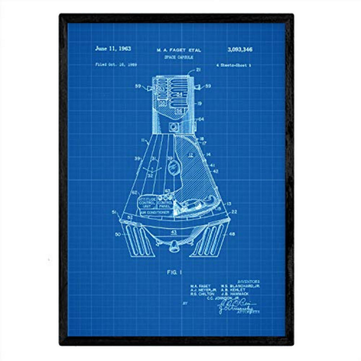 POSTER Raumkapsel Patent A3 Rahmenlos - Klar, Papier (29.7/5/42cm) - Nacnic