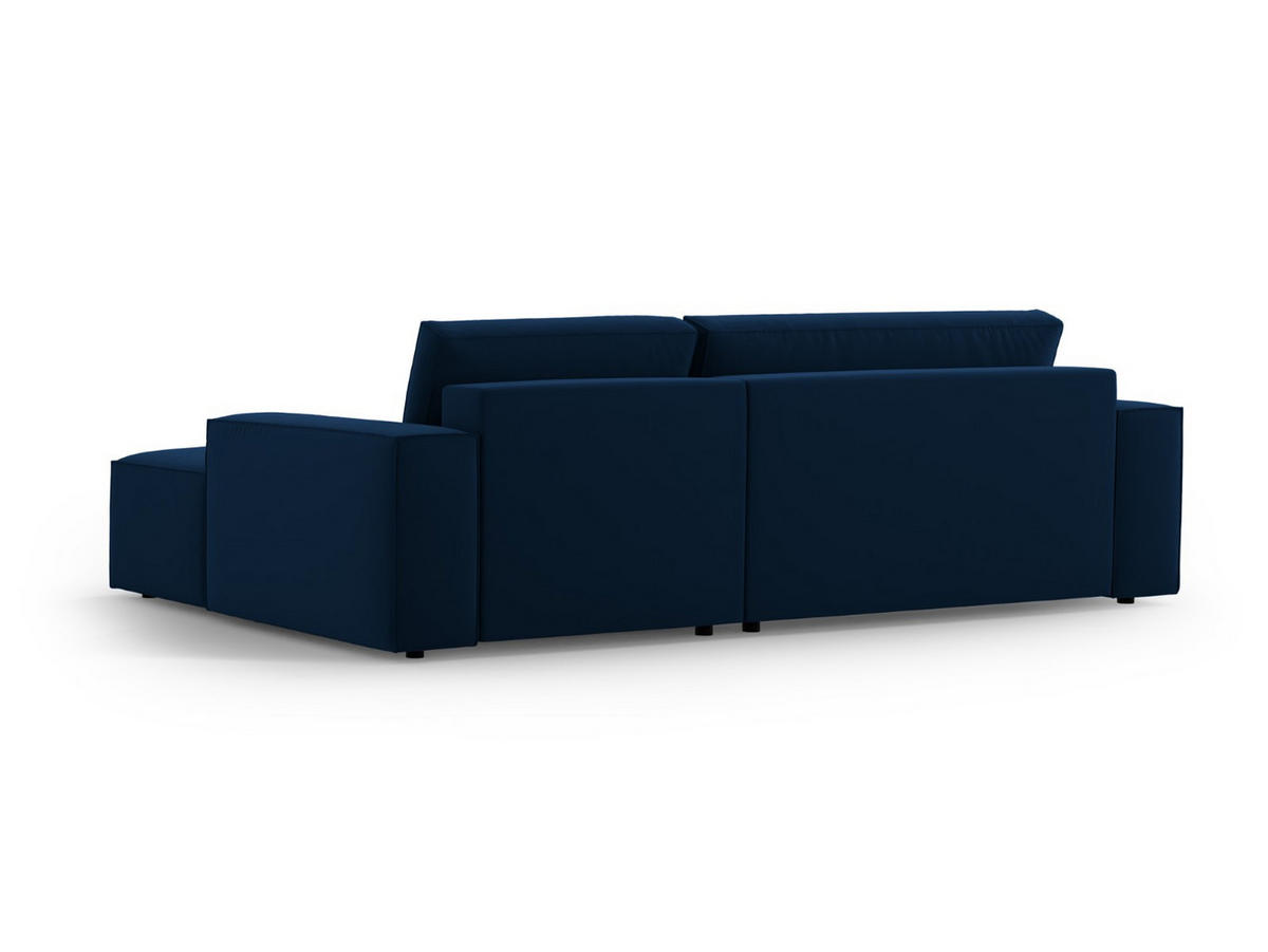 ECKSOFA ausklappbar rechts mit Container Jodie aus Samt königsblau 3 Sitzplätze - Dunkelblau, Textil (151/246cm) - Micadoni