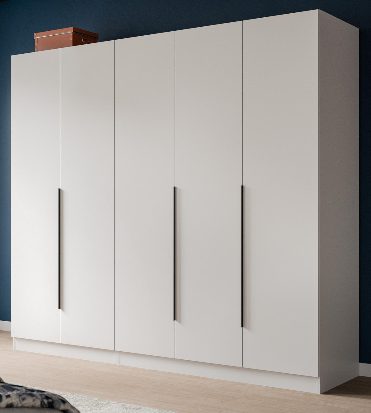 KLEIDERSCHRANK weiß 5-türig 200 x 181 cm, Drehtürenschrank mit zusätzlichen Einlegeböden - Schwarz/Weiß, Holzwerkstoff/Kunststoff (200/181/52cm) - Inn.Furn