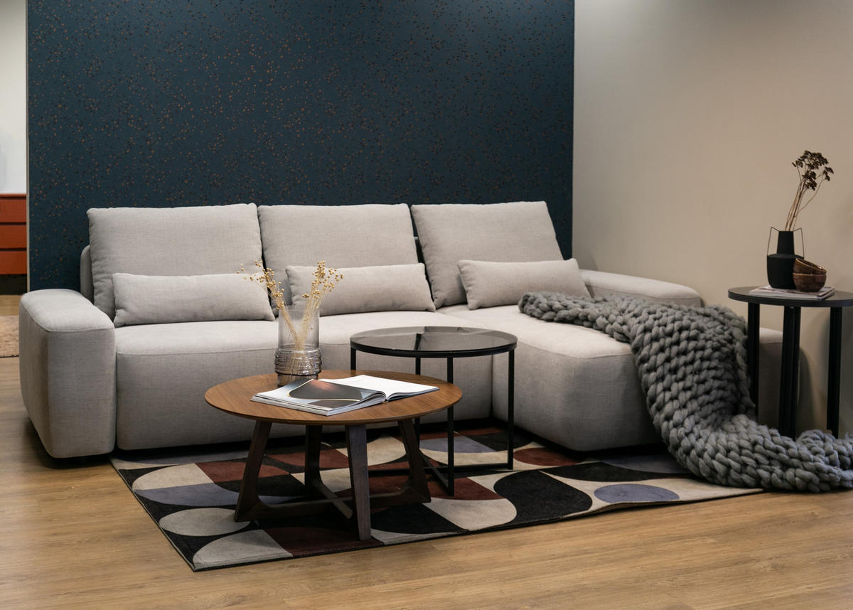 ECKSOFA Carnos Chenille-Bezug in Grau - Grau, Textil (264/162cm) - Selsey