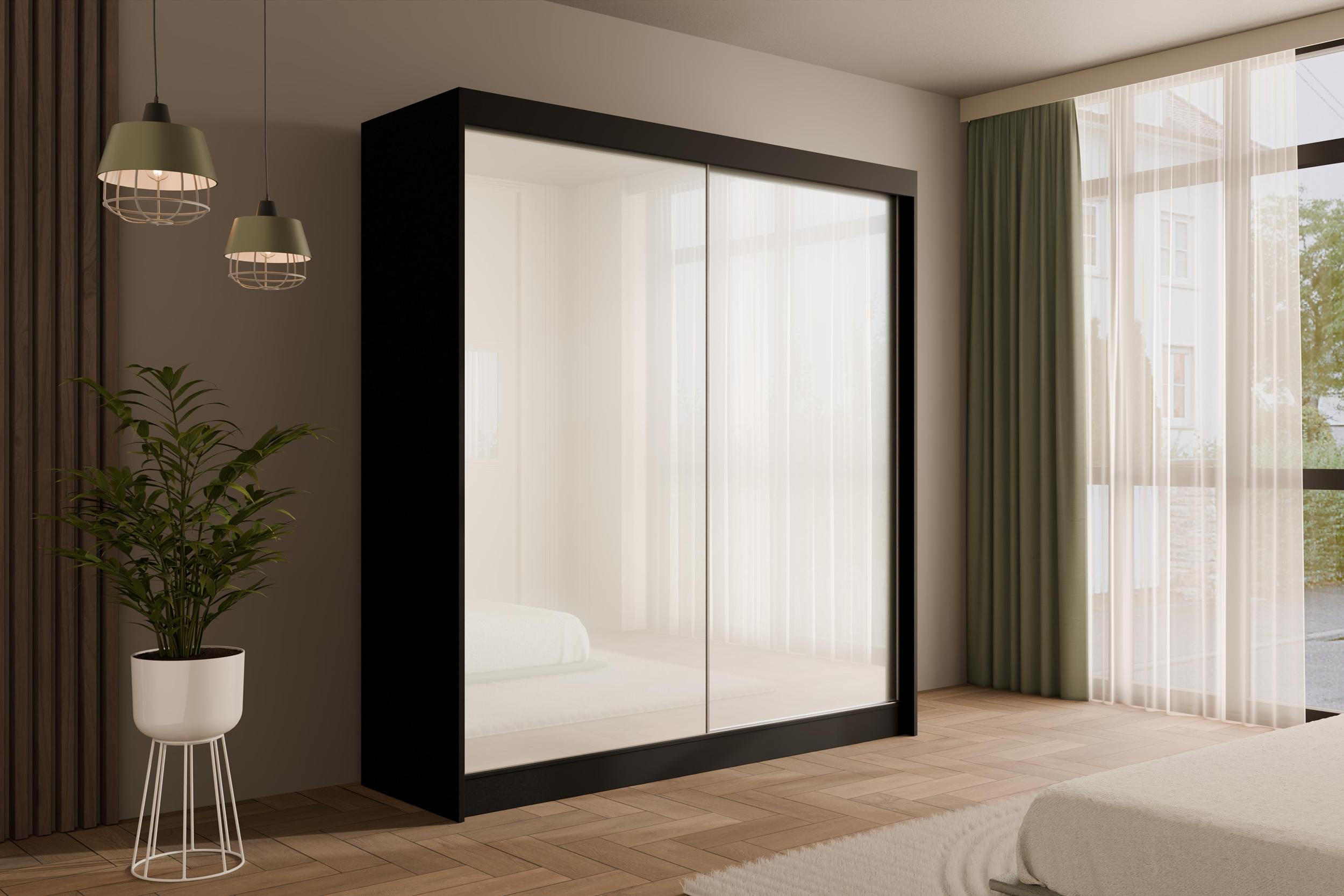 KLEIDERSCHRANK PEKA - 200 cm - Schwarz|Weiß - Schwarz/Weiß, Holzwerkstoff (200/215/61cm) - ALTDECOR
