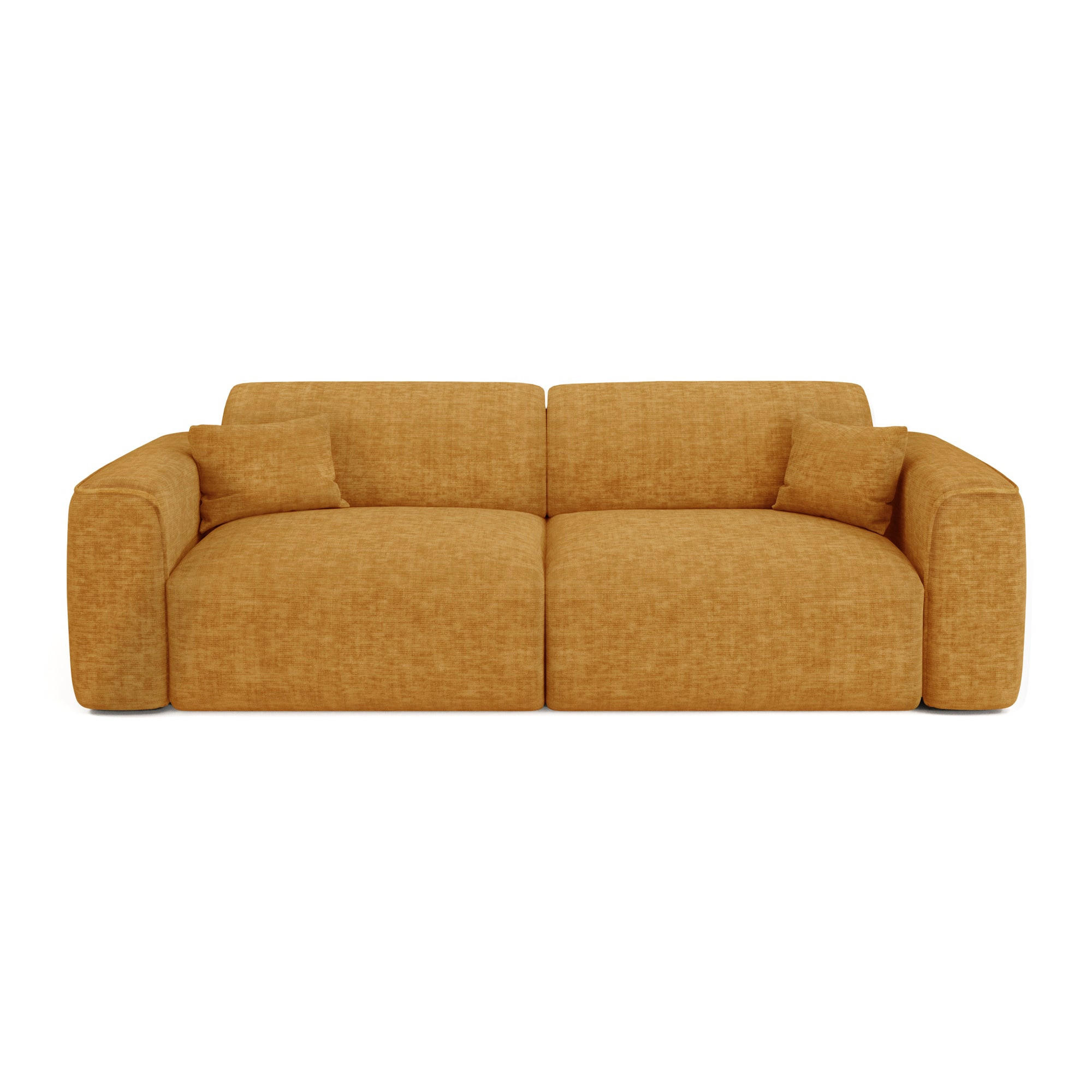 SCHLAFSOFA GERADE Texturierter Samt Senf 240cm - Dunkelgelb, Textil (240/73/97cm) - Sia Home