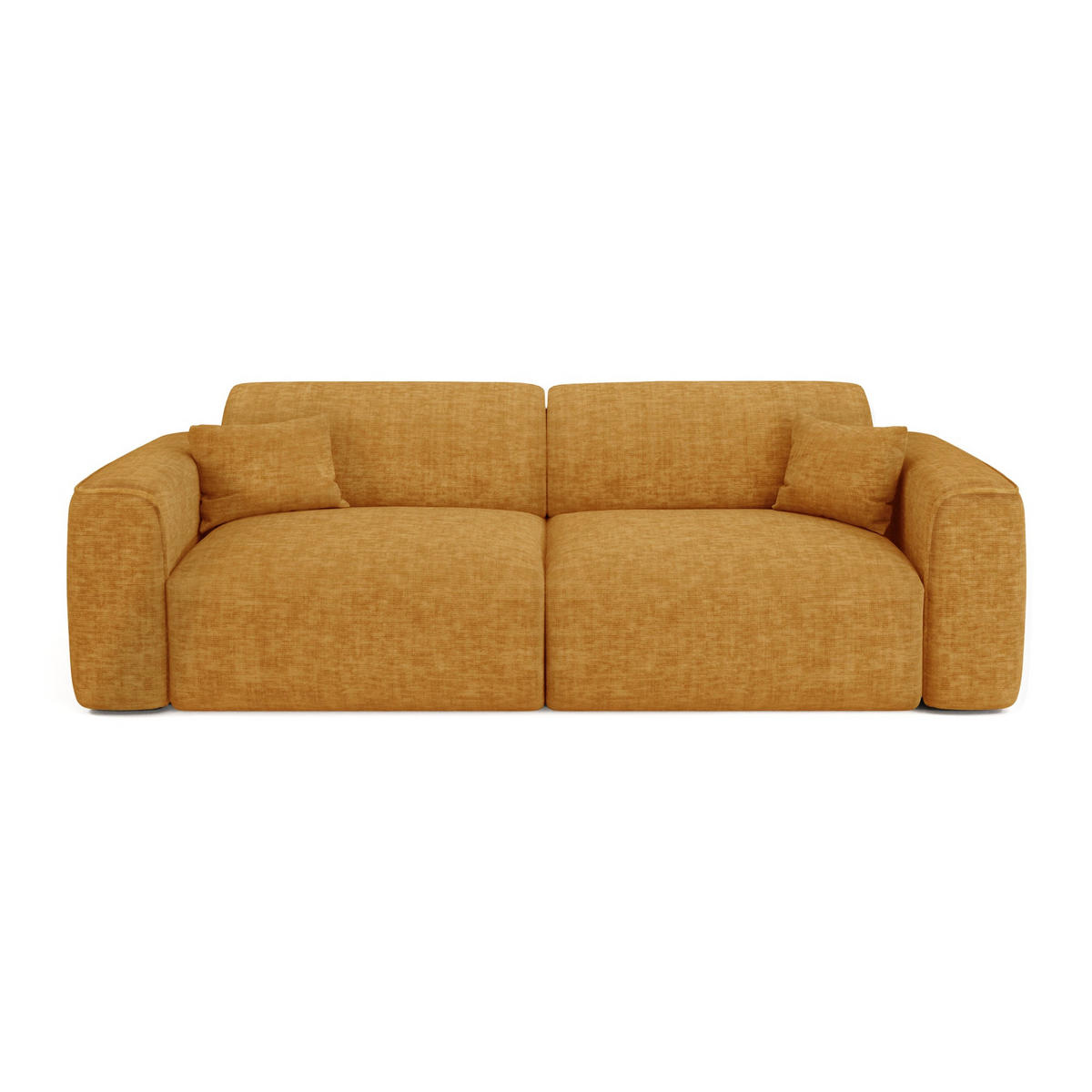 SCHLAFSOFA GERADE Texturierter Samt Senf 240cm - Dunkelgelb, Textil (240/73/97cm) - Sia Home