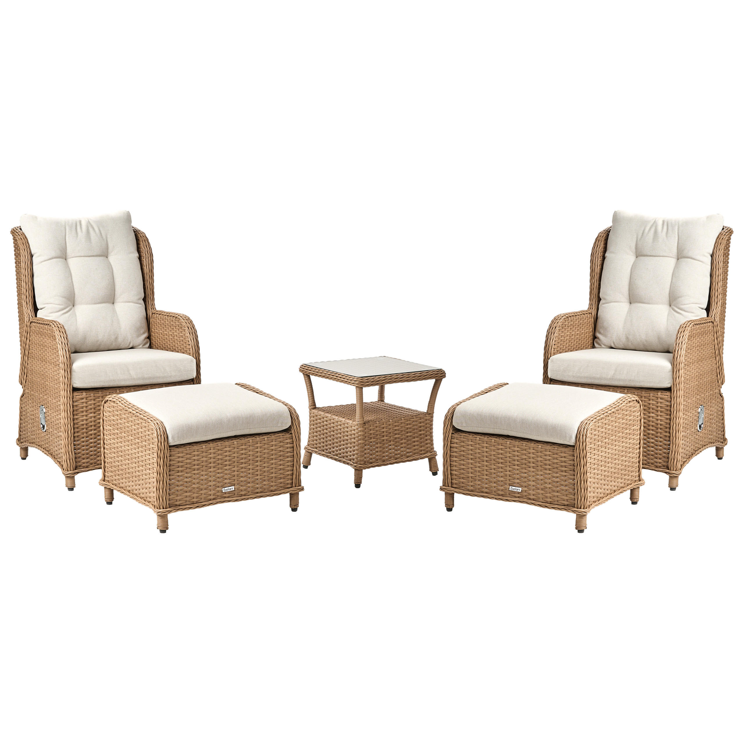 LOUNGE-SET Braun Ponza - Creme/Braun, Kunststoff (60/104/68cm) - Beliani