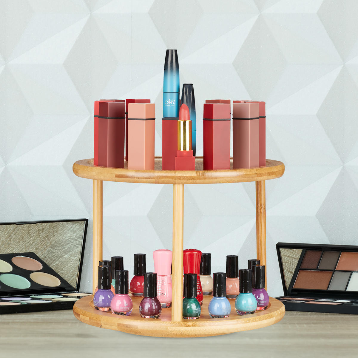 DREHREGAL - Hellbraun, Holz (24.5/19.5/24.5cm) - Relaxdays