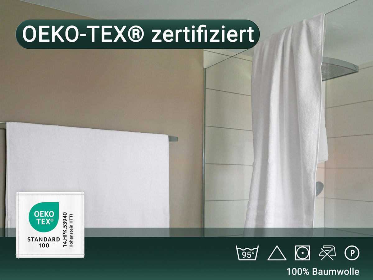 DUSCHTÜCHER, 2er-Set, 70x140 cm, 100% Baumwolle, Weiß - Weiß, Textil (70/140cm) - Zollner