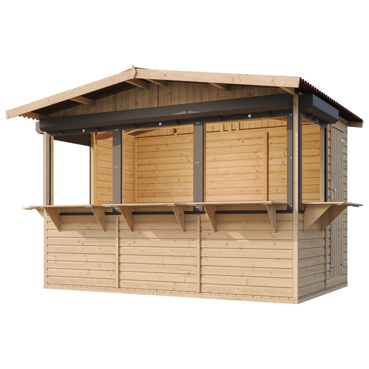 MARKTBUDE Holz M150BZ Gartenhaus - 263 x 336 cm / 6 m² - Beige, Holz (336/232/263cm) - Timbela
