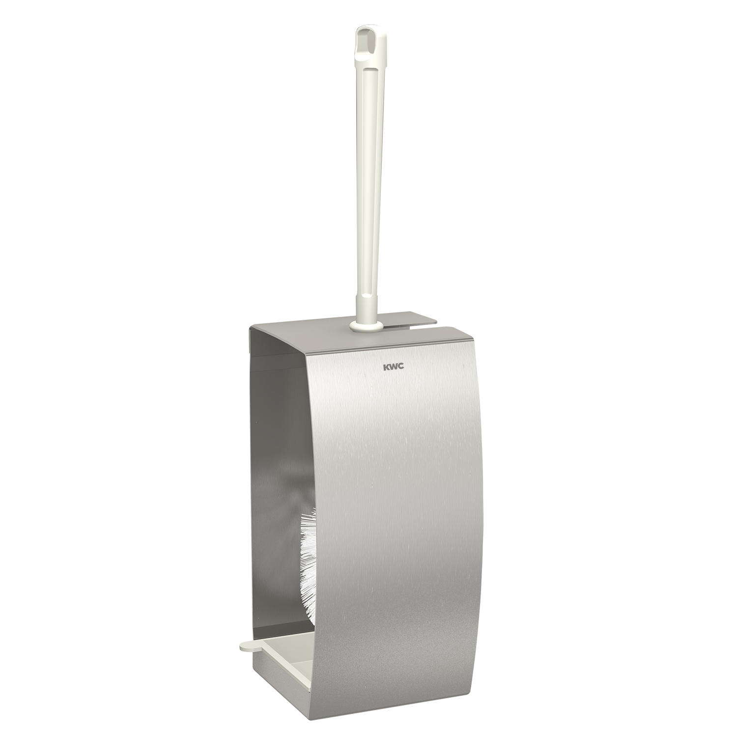 WC-BÜRSTENGARNITUR Edelstahl Aufputz 110x397x110 mm weiße Bürste - Weiß, Metall (42.5/12.5/12.5cm) - KWC