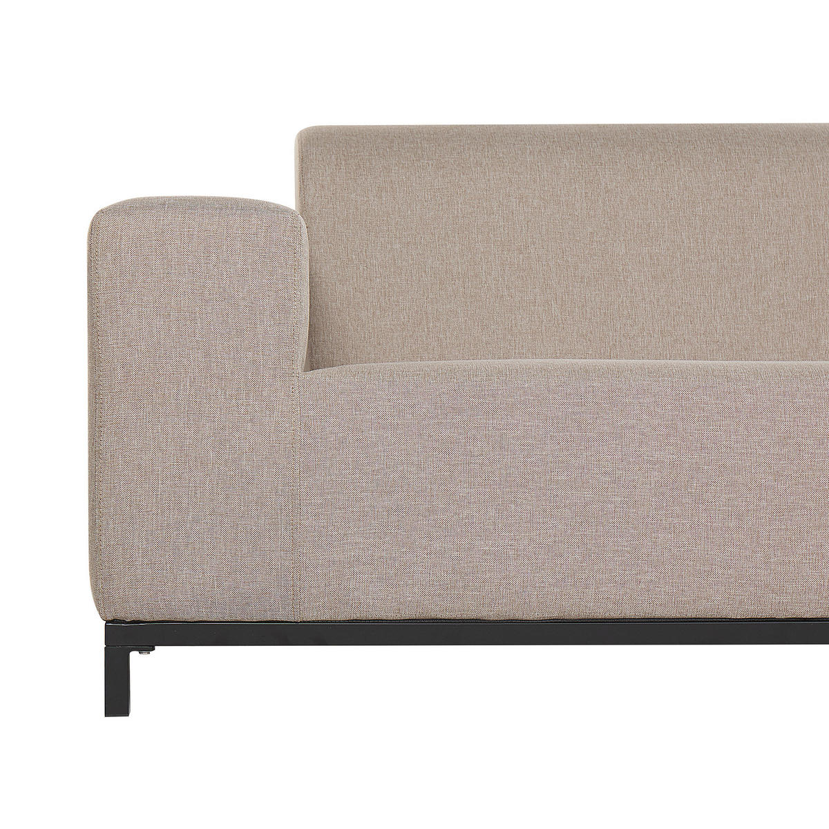 GARTENSOFA 3-Sitzer beige/schwarzes Gestell Rovigo - Beige/Schwarz, Textil (186/68/84cm) - Beliani