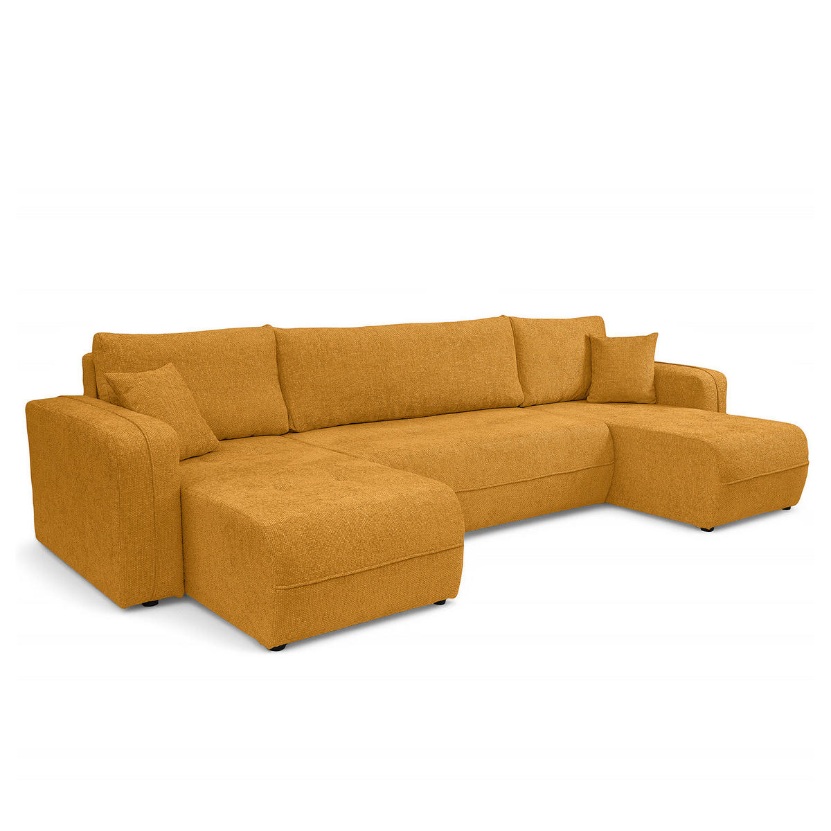 WOHNLANDSCHAFT - Gelb/Schwarz, Kunststoff/Textil (312/82/145cm) - home24