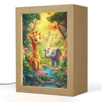NACHTTISCHLAMPE Giraffe - Elefant - Blumen - Dschungel 15x20 cm - Grün, Holzwerkstoff (8/15/20cm)