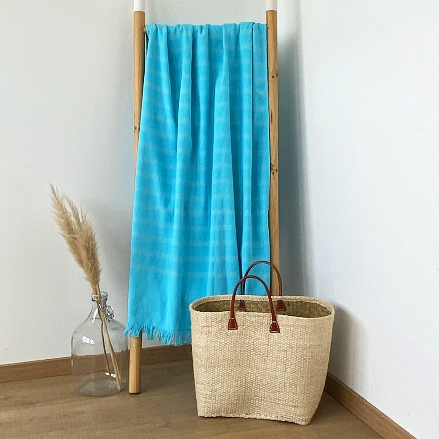 HAMAMTUCH mit Frotteefutter Alanya Türkis 140x180 400g/m² - Blau, Textil (140/180cm) - LE COMPTOIR DE LA PLAGE