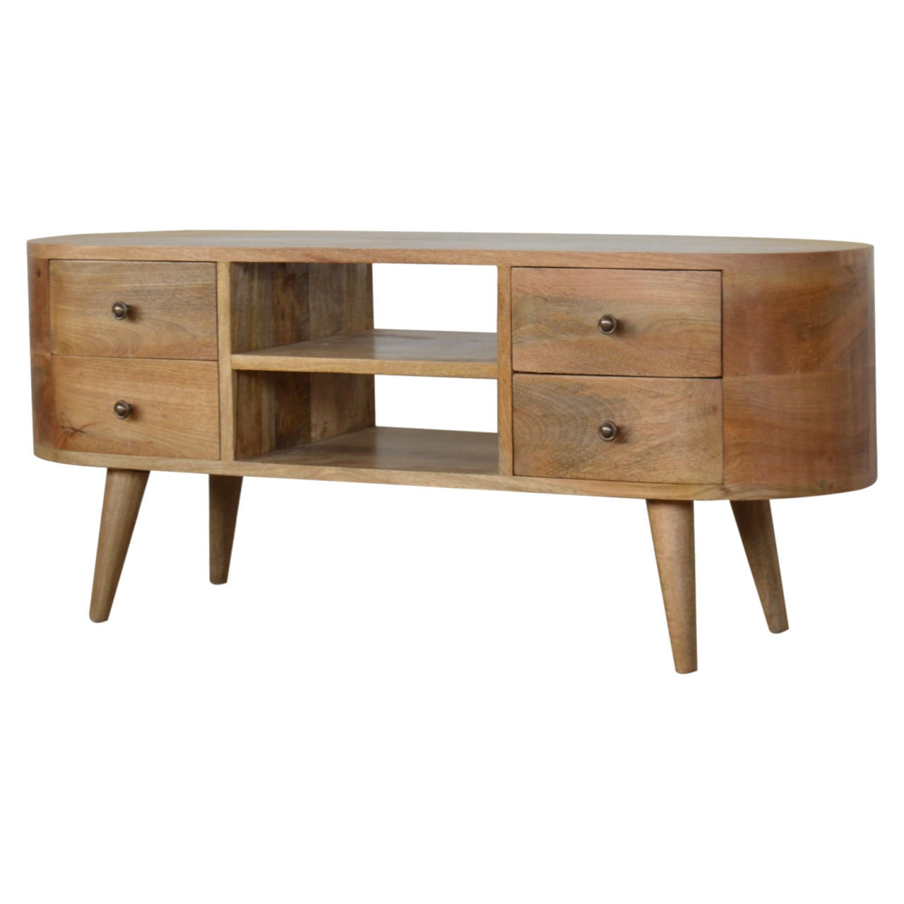 TV-ELEMENT mit 4 Schubladen und 2 Regalen - Messingfarben/Braun, Holz/Metall (110/47/35cm) - Artisan Furniture