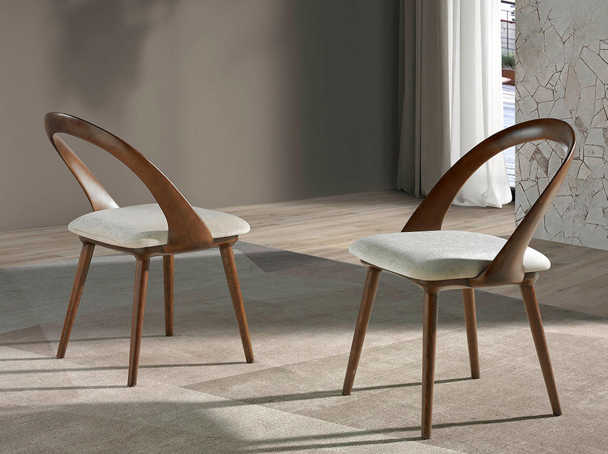 STUHL Walnuss und Nerzfarben 53/59/78 cm - Taupe/Fango, Leder/Holz (53/78/59cm) - ANGEL CERDA