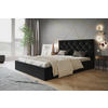 BETT 180x200 - Polsterbett mit Bettkasten und Holzrahmen - Elegant Betten - Weicher Jasminstoff - Kollektion Boston, Schwarz - AlpiMeble - Schwarz, Holz/Kunststoff (180/200cm) - Alpi-Möbel