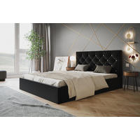 BETT 120x200 - Polsterbett mit Bettkasten und Holzrahmen - Elegant Betten - Weicher Jasminstoff - Kollektion Boston, Schwarz - AlpiMeble - Schwarz, Holz/Kunststoff (120/200cm) - Alpi-Möbel
