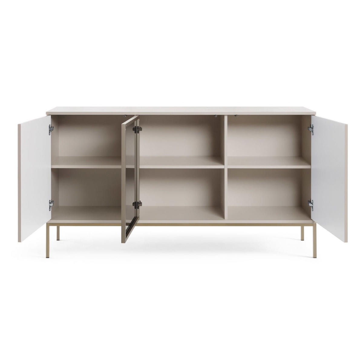 SIDEBOARD Tosena Schwarz/Wotan-Eiche mit LED 154 cm - Kaschmir/Goldfarben, Holzwerkstoff/Metall (154/83/39cm) - Selsey