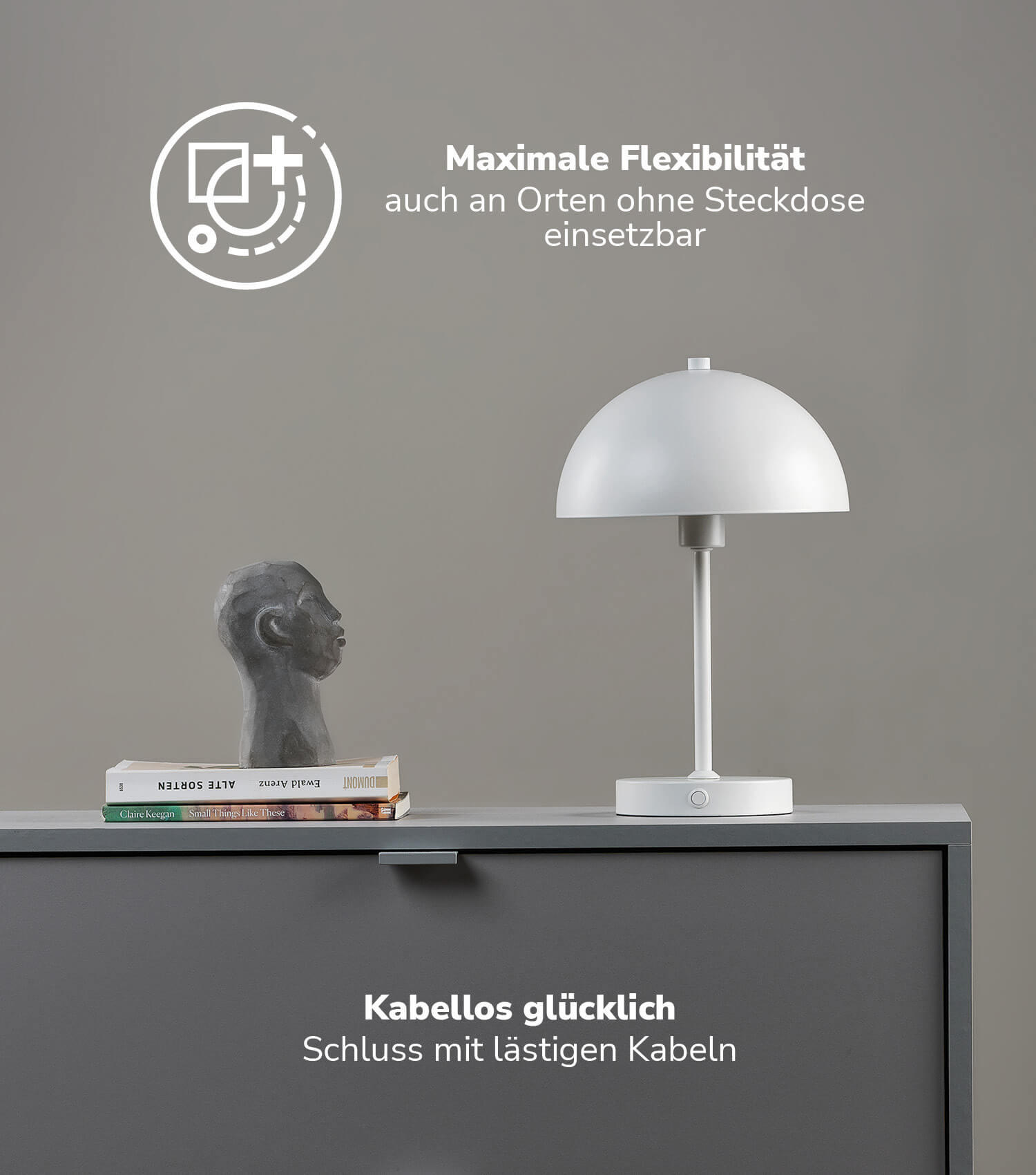 TISCHLAMPE KABELLOS Der Leuchtturm - Weiß, Metall (20/20/31.5cm) - Mokebo