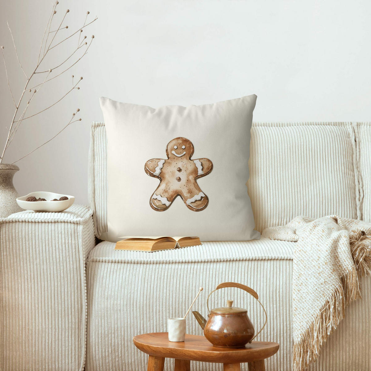 DEKOKISSEN Lebkuchenmännchen 50/50 cm - Braun, Textil (50/50/10cm) - Bilderwelten