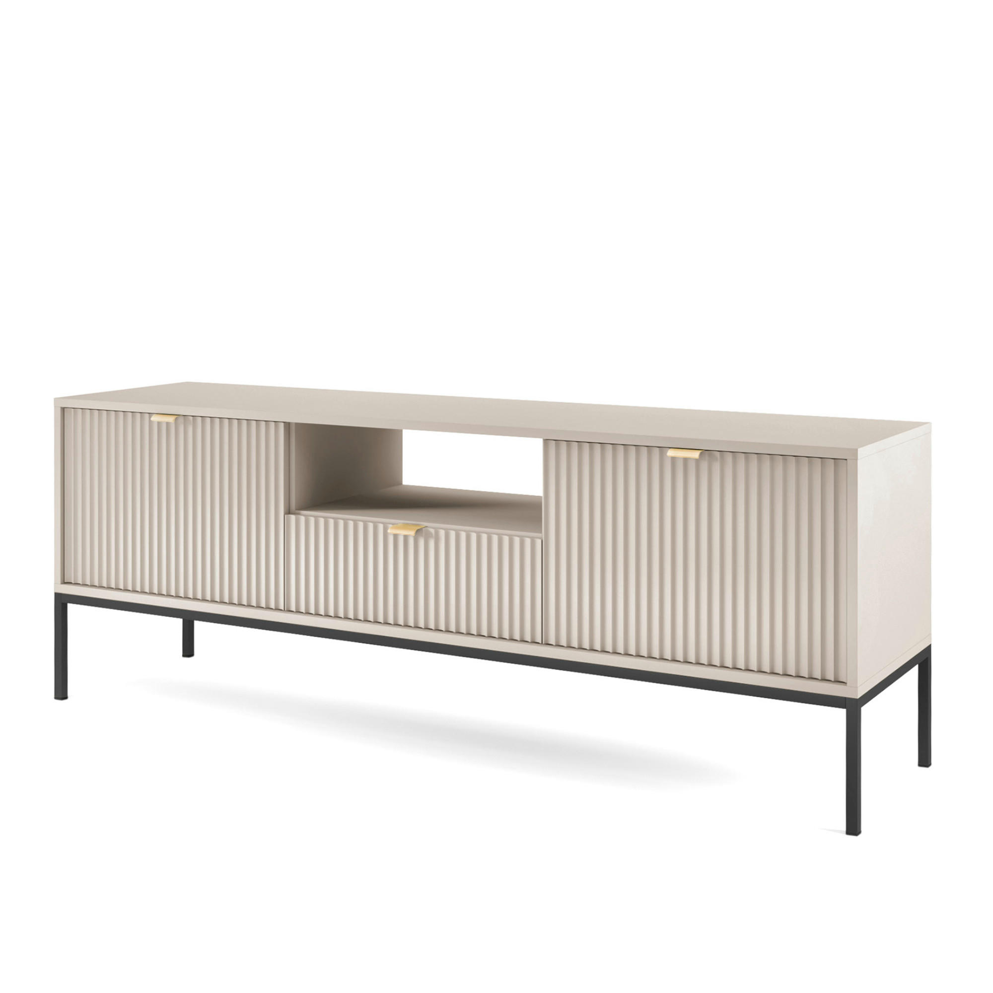 LOWBOARD TV NANAIMO RTV1-2D1S Profilierte Fronten, Kaschmir - Kaschmir, Holzwerkstoff/Kunststoff (154/56/39cm) - Komodee