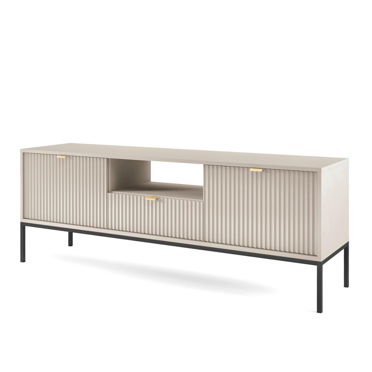 LOWBOARD TV NANAIMO RTV1-2D1S Profilierte Fronten, Kaschmir - Kaschmir, Holzwerkstoff/Kunststoff (154/56/39cm) - Komodee