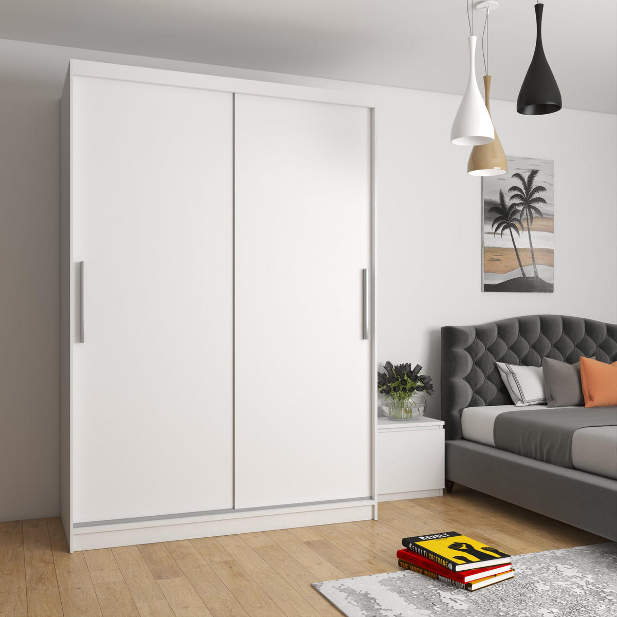 SCHWEBETÜRENSCHRANK Verona SI, Weiß Matt, 133 cm - Weiß, Holz (133/216/60cm) - B BELINI GROUP