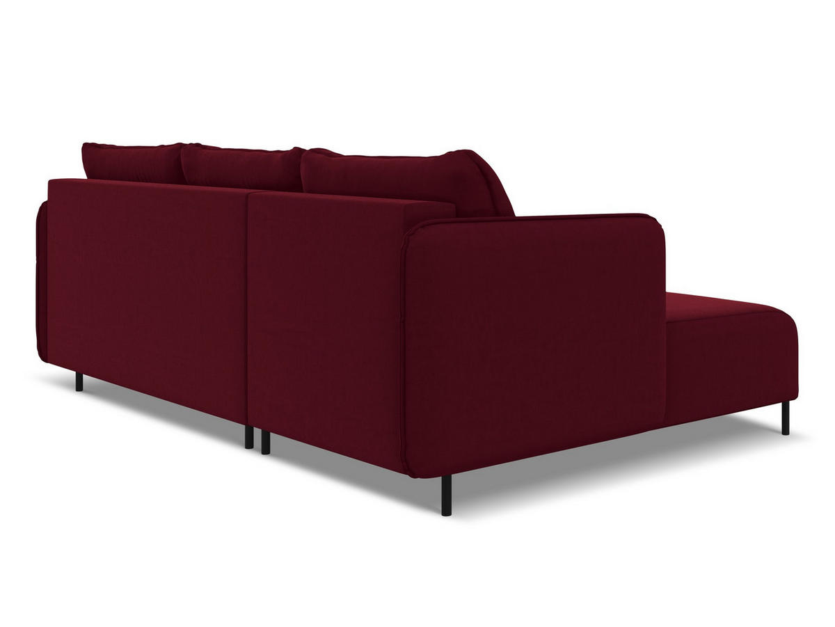 ECKSOFA mit Schlaffunktion Samt Stoff Rot - Bordeaux/Rot, Holz/Textil (162/236cm) - Makamii