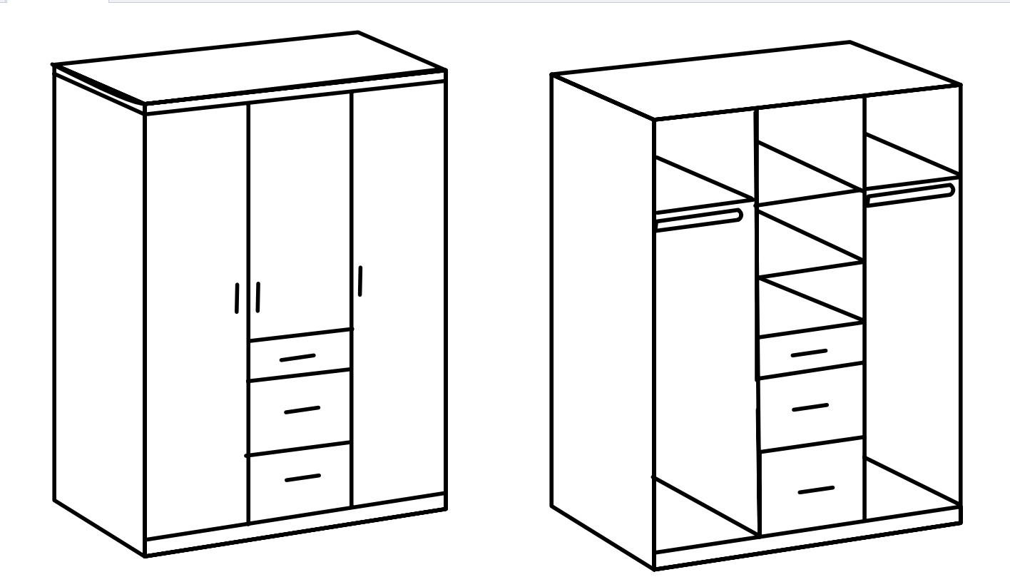 KLEIDERSCHRANK Joker in Eiche San Remo Weiß - Drehtürenschrank 3 türig - Braun, Holzwerkstoff (135/199/58cm)
