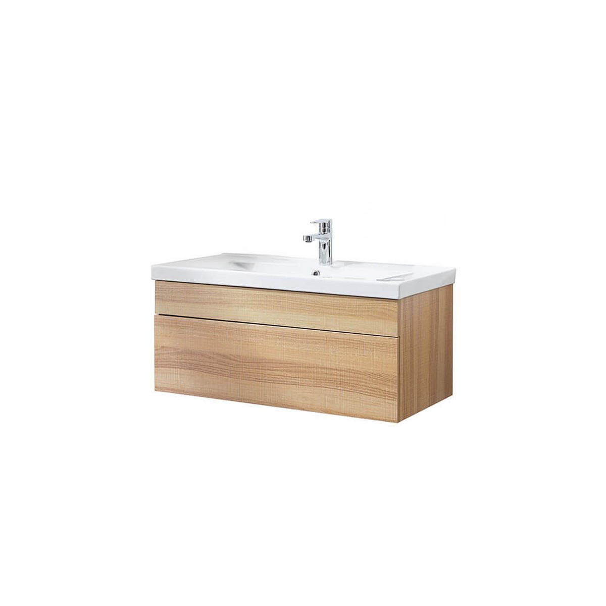 BADMÖBEL WANGEROOGE BIG S - Holz, S - Nussbaumfarben, Holz/Keramik (33/41/80cm) - Home Deluxe