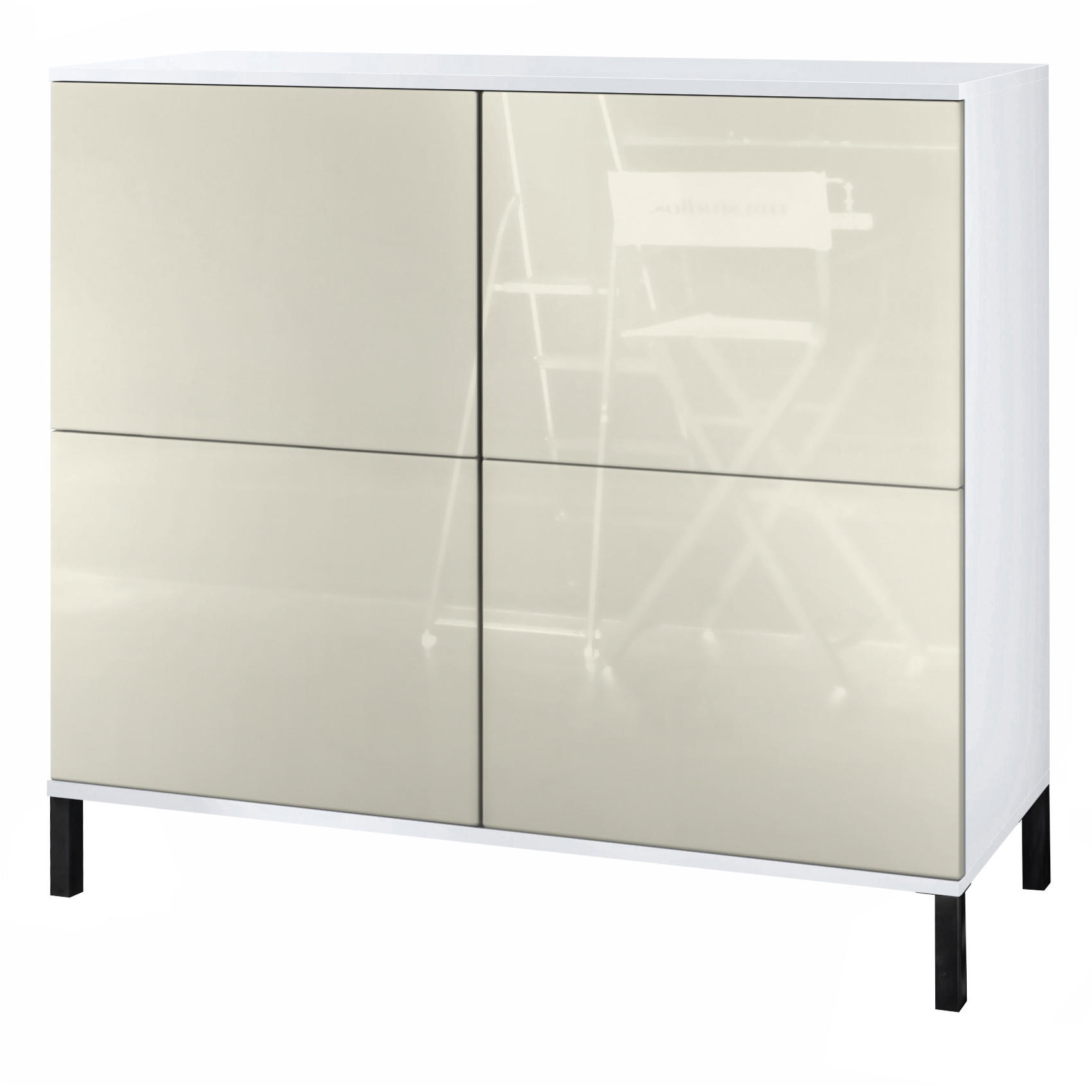 KOMMODE Rova Creme Hochglanz - Creme, Holzwerkstoff (92.5/83.5/35cm) - Vladon