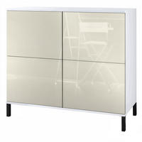KOMMODE Rova Creme Hochglanz - Creme, Holzwerkstoff (92.5/83.5/35cm) - Vladon