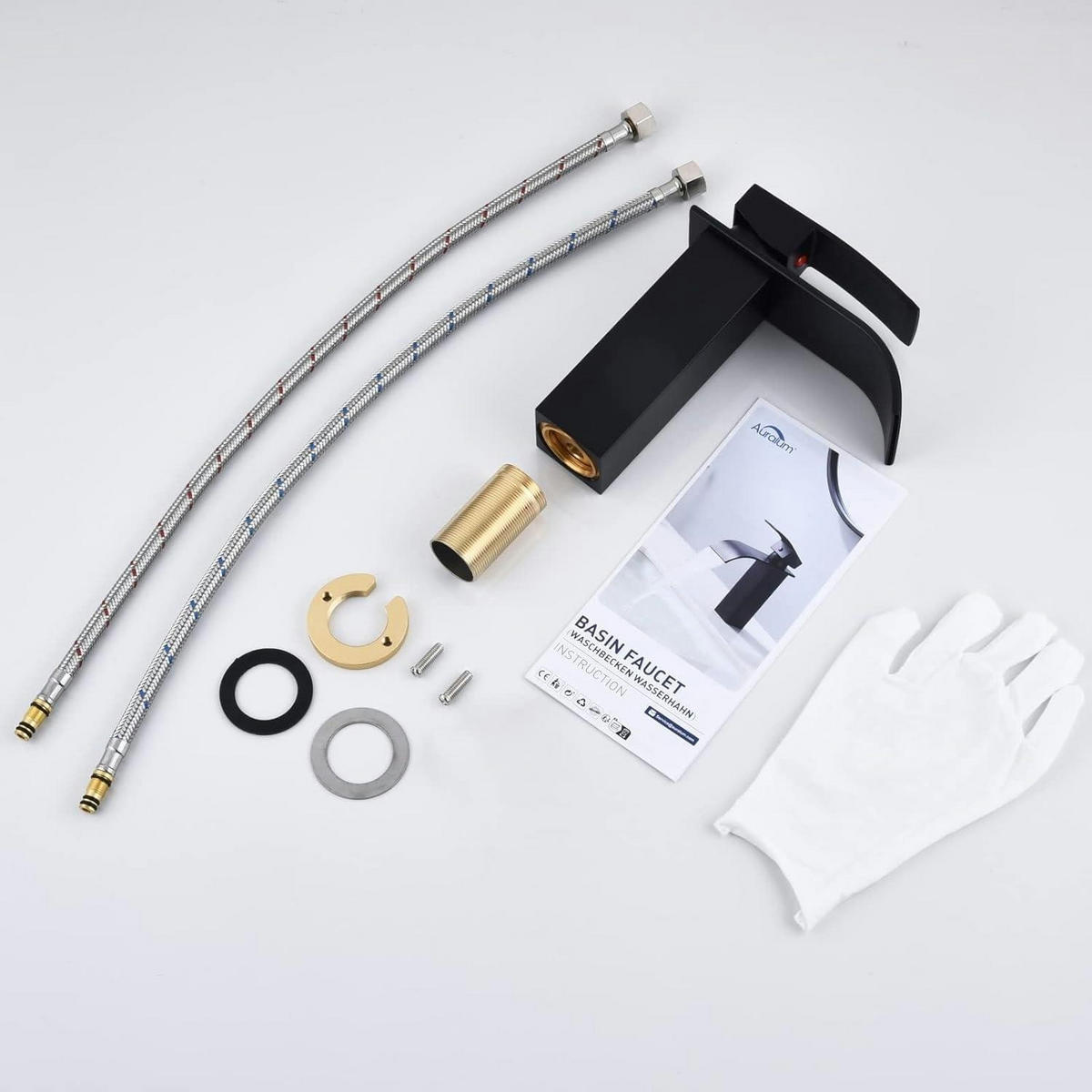 WASCHTISCHARMATUR Wasserfall Schwarz matt 114 mm - Schwarz, Metall (11.5/14.4/18.3cm)