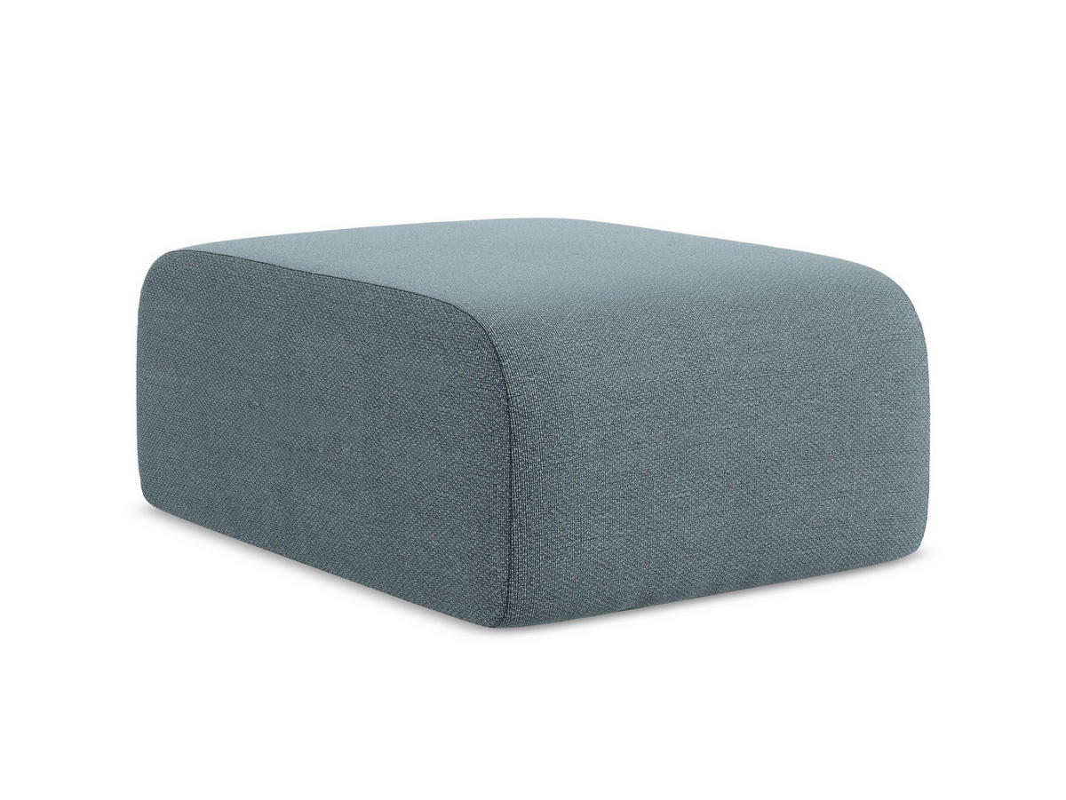 POUF Bouclé Stoff Blau - Blaugrau/Schwarz, Holzwerkstoff/Kunststoff (72/42/94cm) - Makamii