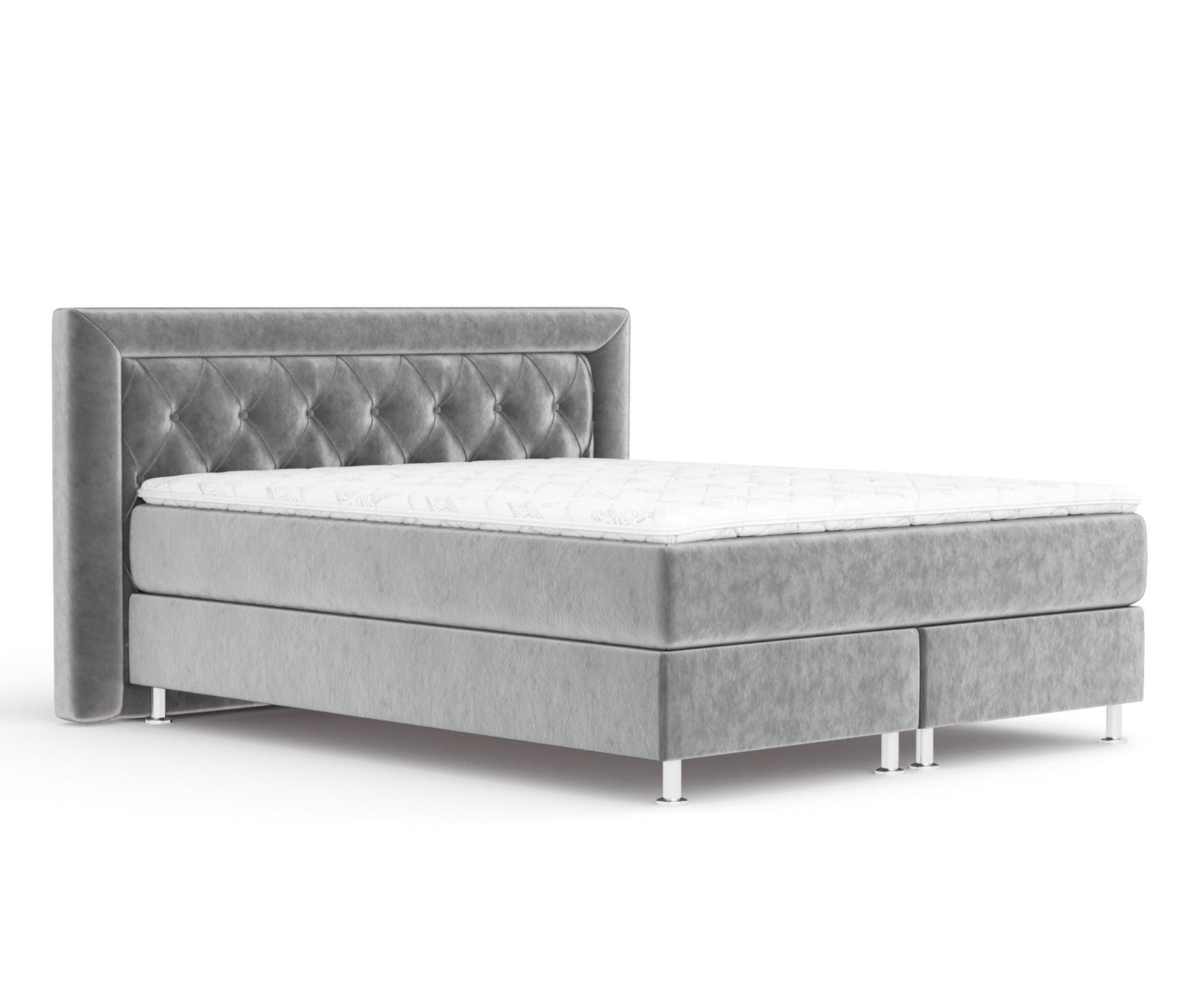BOXSPRINGBETT Lavello Grau 160/200 cm mit Latex-Topper - Silberfarben/Grau, Holz/Holzwerkstoff (160/200cm) - Maison de Reve