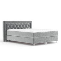 BOXSPRINGBETT Lavello Grau 200/200 cm mit Latex-Topper - Silberfarben/Grau, Holz/Holzwerkstoff (200/200cm) - Maison de Reve