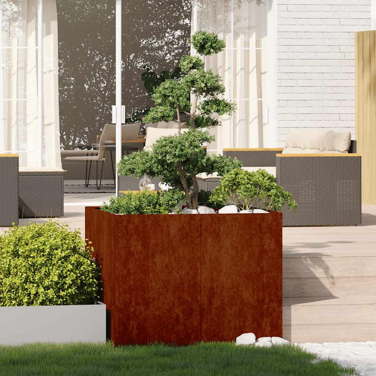 PFLANZKÜBEL Rostig 100/100/80 Cm Wetterfester Stahl - Braun, Metall (100/80/100cm) - vidaXL