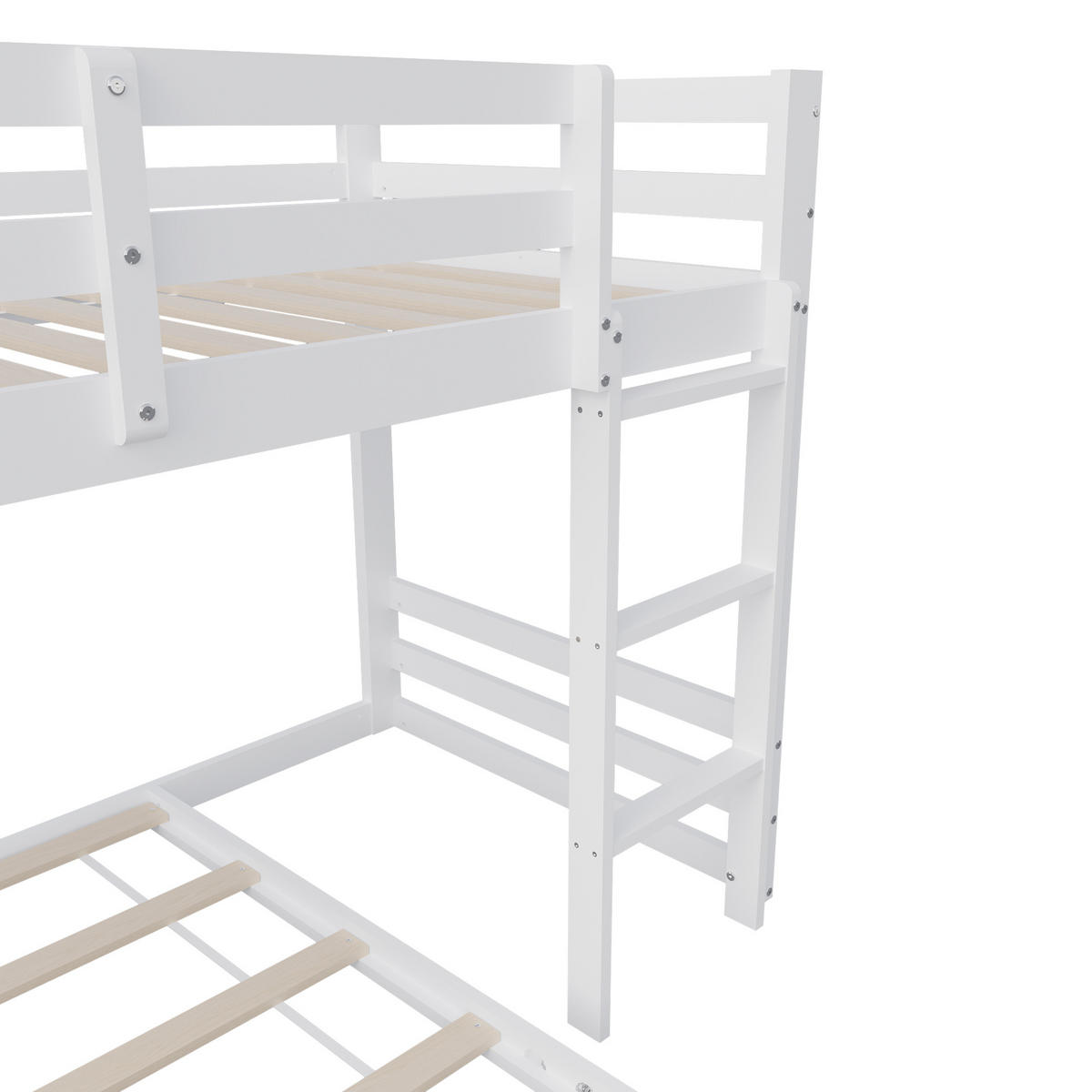 ETAGENBETT 90x200cm Treppe und Rutsche, Weiß - Weiß, Holz (90/200cm)