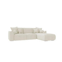 ECKSOFA GUSTO Cordstoff Creme Rechts inkl. Schlaffunktion - Chromfarben/Creme, Kunststoff/Textil (295/194cm) - 99rooms